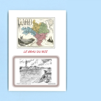 Cartes Postales impression Noir avec dpartement sur la ville de LE GRAU DU ROI Titre : la cite