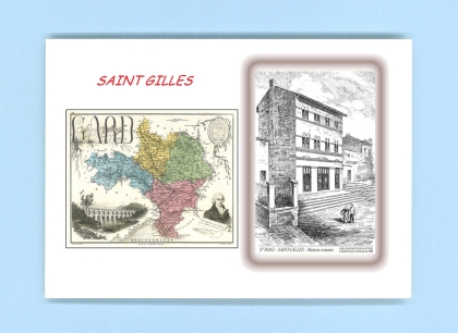 Cartes Postales impression Noir avec dpartement sur la ville de ST GILLES Titre : maison romane