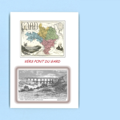 Cartes Postales impression Noir avec dpartement sur la ville de VERS PONT DU GARD Titre : le pont du gard