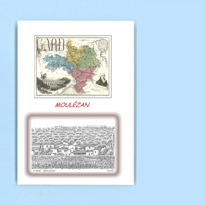 Cartes Postales impression Noir avec dpartement sur la ville de MOULEZAN Titre : vue