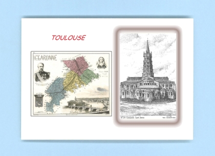 Cartes Postales impression Noir avec dpartement sur la ville de TOULOUSE Titre : st sernin