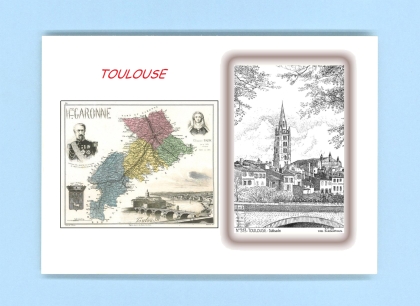 Cartes Postales impression Noir avec dpartement sur la ville de TOULOUSE Titre : dalbade