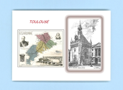 Cartes Postales impression Noir avec dpartement sur la ville de TOULOUSE Titre : donjon du capitole