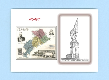 Cartes Postales impression Noir avec dpartement sur la ville de MURET Titre : monument clement ader