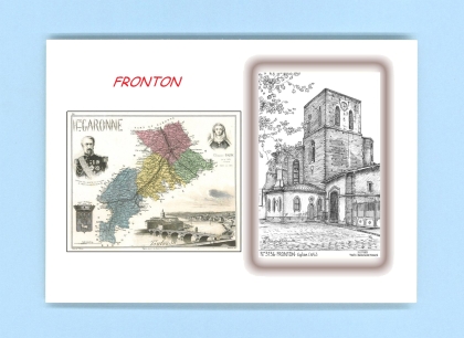 Cartes Postales impression Noir avec dpartement sur la ville de FRONTON Titre : eglise (12e siecle)