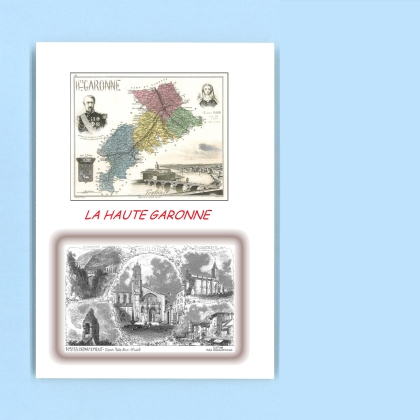 Cartes Postales impression Noir avec dpartement sur la ville de LA HAUTE GARONNE Titre : departement