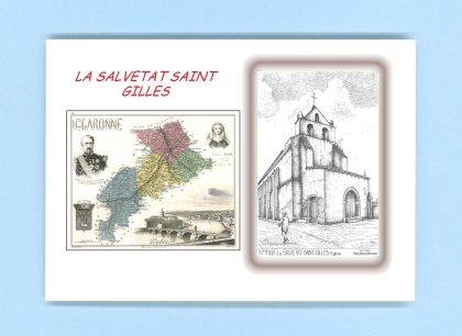 Cartes Postales impression Noir avec dpartement sur la ville de LA SALVETAT ST GILLES Titre : eglise