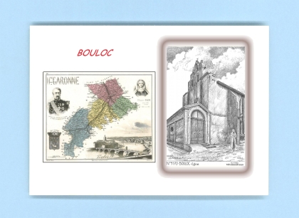 Cartes Postales impression Noir avec dpartement sur la ville de BOULOC Titre : eglise