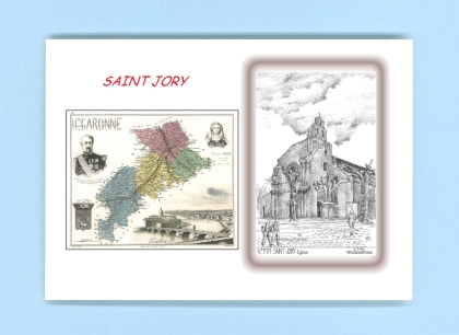 Cartes Postales impression Noir avec dpartement sur la ville de ST JORY Titre : eglise