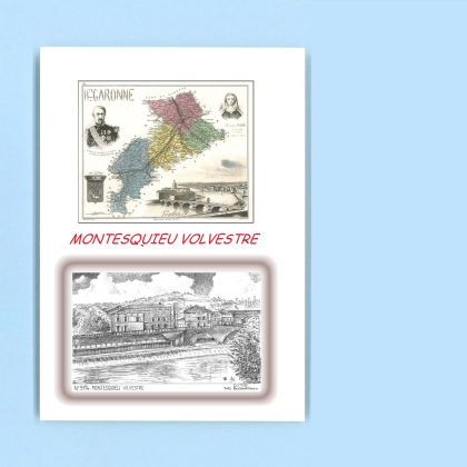 Cartes Postales impression Noir avec dpartement sur la ville de MONTESQUIEU VOLVESTRE Titre : vue