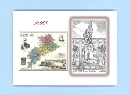 Cartes Postales impression Noir avec dpartement sur la ville de MURET Titre : monument clement ader