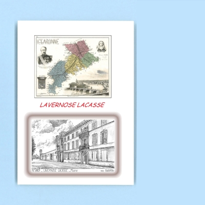 Cartes Postales impression Noir avec dpartement sur la ville de LAVERNOSE LACASSE Titre : mairie