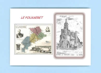 Cartes Postales impression Noir avec dpartement sur la ville de LE FOUSSERET Titre : eglise