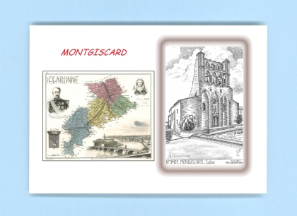Cartes Postales impression Noir avec dpartement sur la ville de MONTGISCARD Titre : eglise