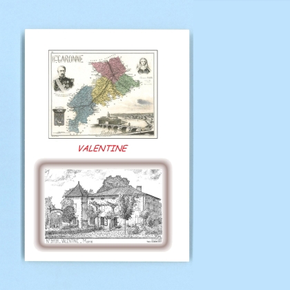 Cartes Postales impression Noir avec dpartement sur la ville de VALENTINE Titre : mairie