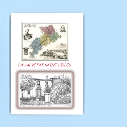 Cartes Postales impression Noir avec dpartement sur la ville de LA SALVETAT ST GILLES Titre : mairie