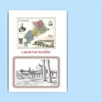 Cartes Postales impression Noir avec dpartement sur la ville de LABARTHE RIVIERE Titre : thermes