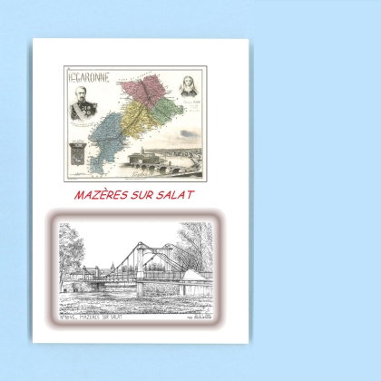 Cartes Postales impression Noir avec dpartement sur la ville de MAZERES SUR SALAT Titre : vue