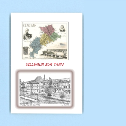Cartes Postales impression Noir avec dpartement sur la ville de VILLEMUR SUR TARN Titre : vue