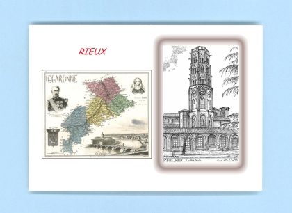 Cartes Postales impression Noir avec dpartement sur la ville de RIEUX Titre : cathedrale