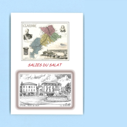 Cartes Postales impression Noir avec dpartement sur la ville de SALIES DU SALAT Titre : vue