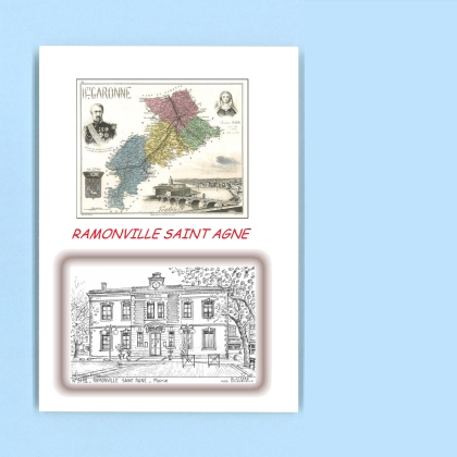 Cartes Postales impression Noir avec dpartement sur la ville de RAMONVILLE ST AGNE Titre : mairie