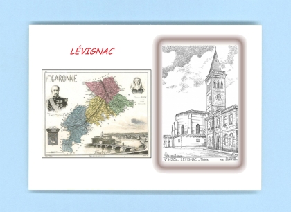 Cartes Postales impression Noir avec dpartement sur la ville de LEVIGNAC Titre : mairie