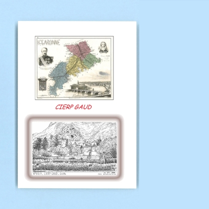 Cartes Postales impression Noir avec dpartement sur la ville de CIERP GAUD Titre : grotte