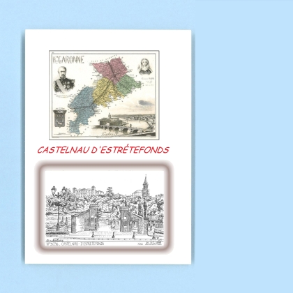 Cartes Postales impression Noir avec dpartement sur la ville de CASTELNAU D ESTRETEFONDS Titre : vue