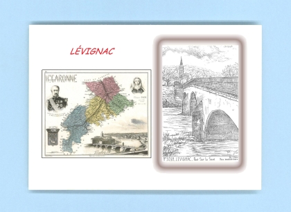 Cartes Postales impression Noir avec dpartement sur la ville de LEVIGNAC Titre : pont sur la save