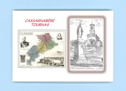 Cartes Postales impression Noir avec dpartement sur la ville de CASSAGNABERE TOURNAS Titre : eglise