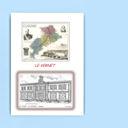 Cartes Postales impression Noir avec dpartement sur la ville de LE VERNET Titre : mairie
