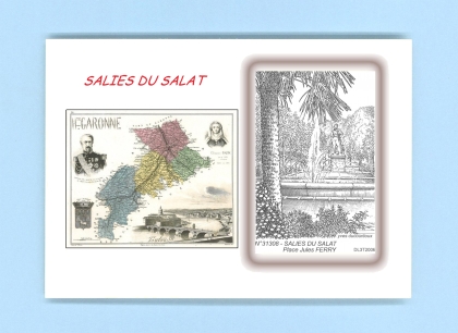 Cartes Postales impression Noir avec dpartement sur la ville de SALIES DU SALAT Titre : place jules ferry