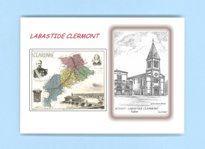 Cartes Postales impression Noir avec dpartement sur la ville de LABASTIDE CLERMONT Titre : eglise