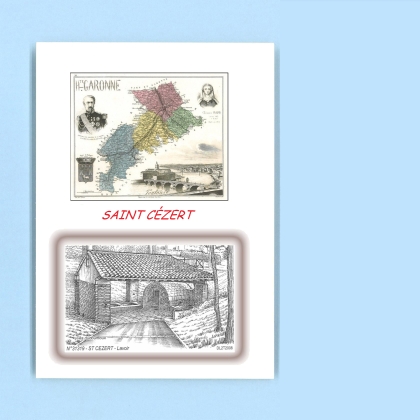 Cartes Postales impression Noir avec dpartement sur la ville de ST CEZERT Titre : lavoir