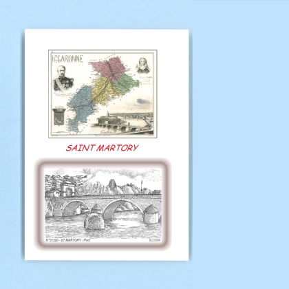 Cartes Postales impression Noir avec dpartement sur la ville de ST MARTORY Titre : pont