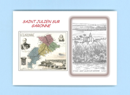Cartes Postales impression Noir avec dpartement sur la ville de ST JULIEN SUR GARONNE Titre : vue