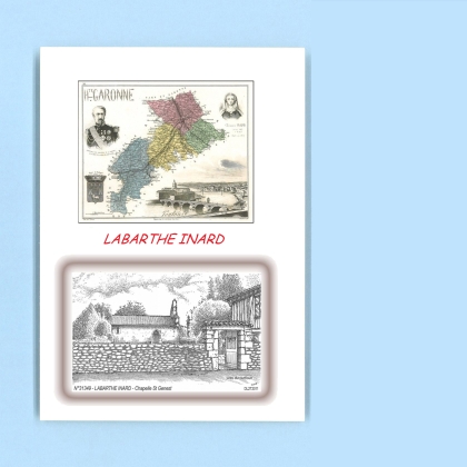 Cartes Postales impression Noir avec dpartement sur la ville de LABARTHE INARD Titre : chapelle st genest