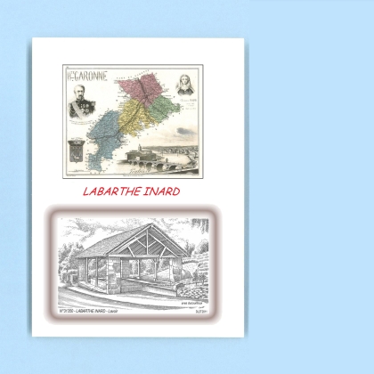 Cartes Postales impression Noir avec dpartement sur la ville de LABARTHE INARD Titre : lavoir