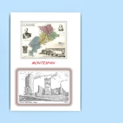 Cartes Postales impression Noir avec dpartement sur la ville de MONTESPAN Titre : chateau