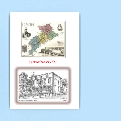 Cartes Postales impression Noir avec dpartement sur la ville de CORNEBARRIEU Titre : mairie