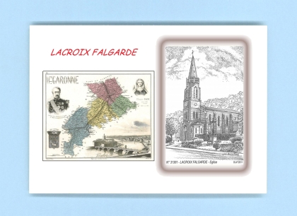 Cartes Postales impression Noir avec dpartement sur la ville de LACROIX FALGARDE Titre : eglise