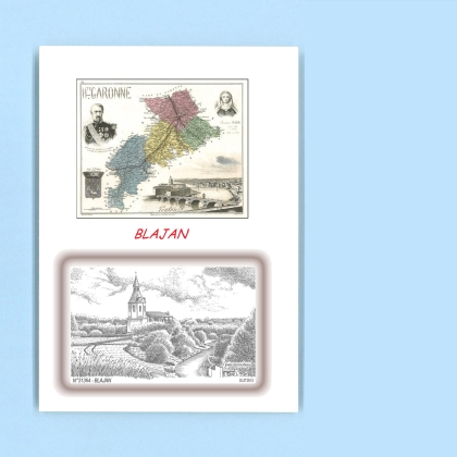 Cartes Postales impression Noir avec dpartement sur la ville de BLAJAN Titre : vue