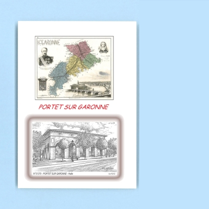 Cartes Postales impression Noir avec dpartement sur la ville de PORTET SUR GARONNE Titre : halle