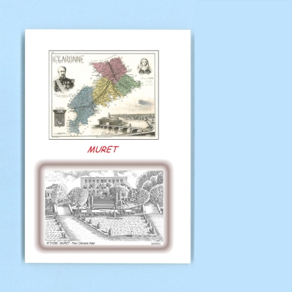 Cartes Postales impression Noir avec dpartement sur la ville de MURET Titre : parc clement ader