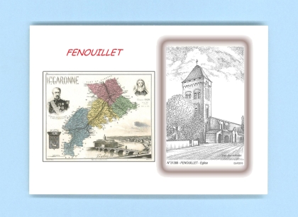 Cartes Postales impression Noir avec dpartement sur la ville de FENOUILLET Titre : eglise