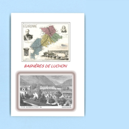 Cartes Postales impression Noir avec dpartement sur la ville de BAGNERES DE LUCHON Titre : vue