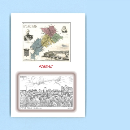 Cartes Postales impression Noir avec dpartement sur la ville de PIBRAC Titre : vue generale