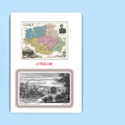 Cartes Postales impression Noir avec dpartement sur la ville de CONDOM Titre : vue