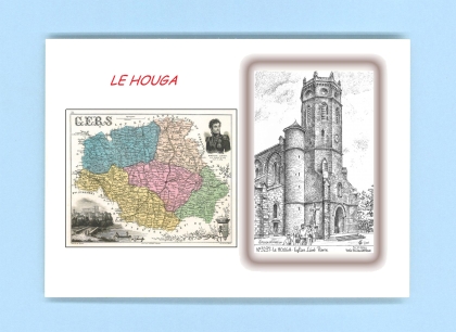 Cartes Postales impression Noir avec dpartement sur la ville de LE HOUGA Titre : eglise st pierre